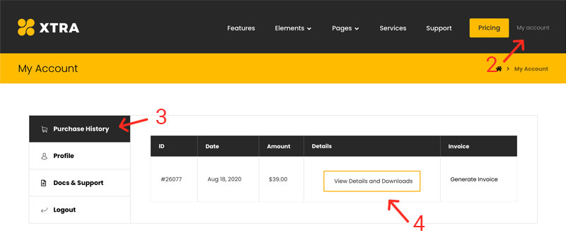 Xtratheme my account purchases Xtratheme my account purchases