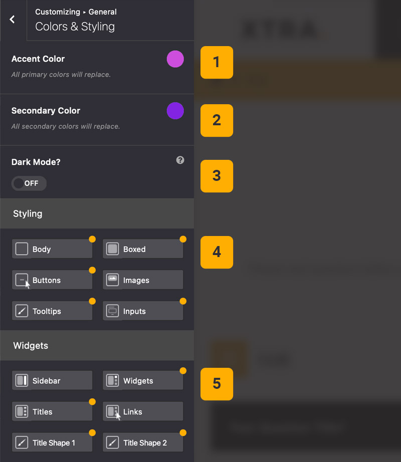 Colors and styles theme options Colors and styles theme options