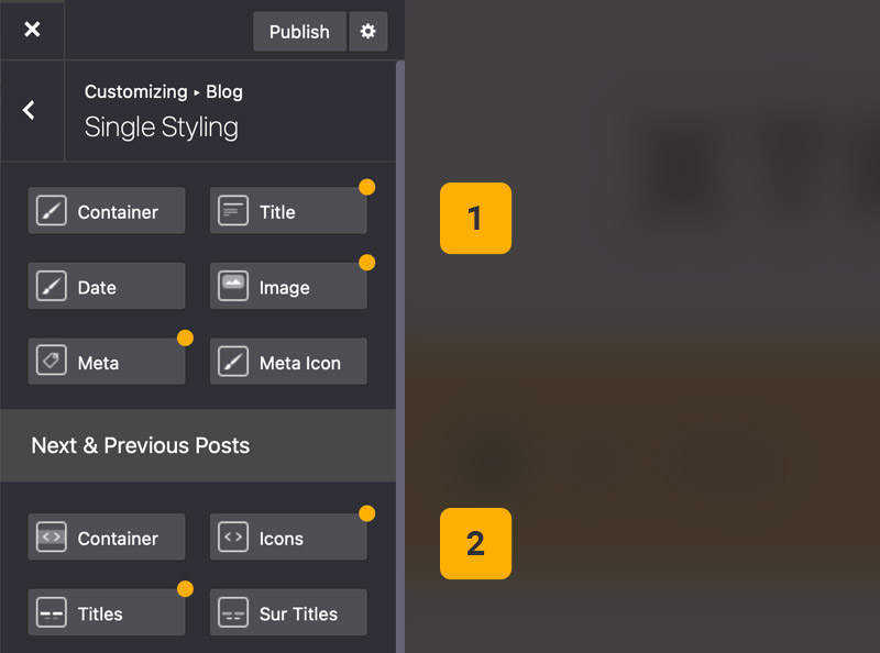 Theme options blog single styling Theme options blog single styling