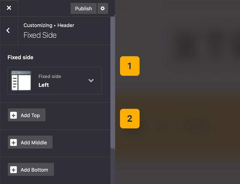 Theme options fixed side Theme options fixed side