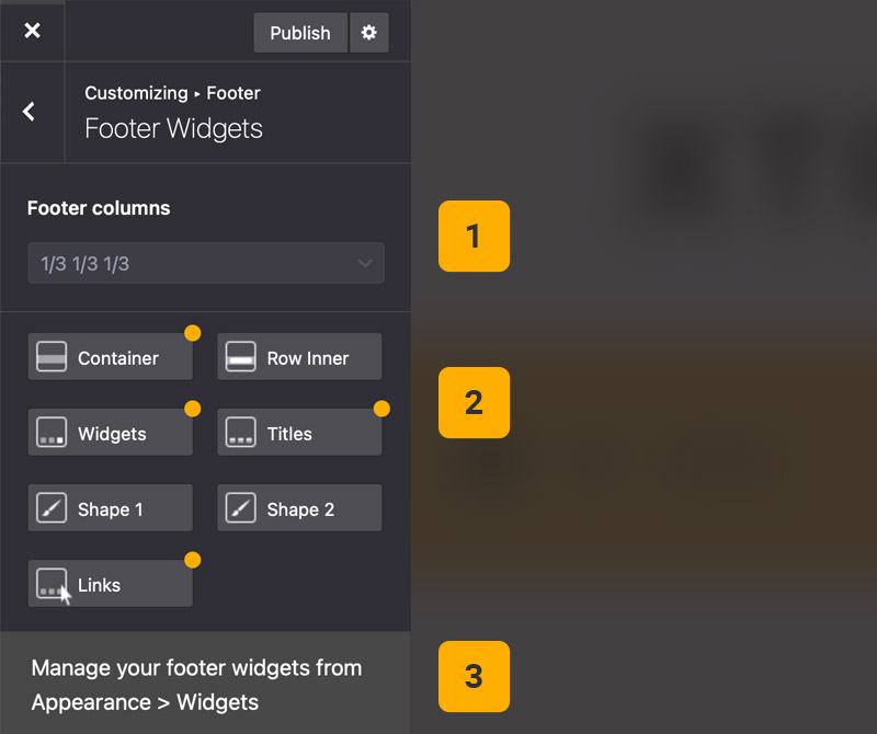 Theme options footer widgets Theme options footer widgets