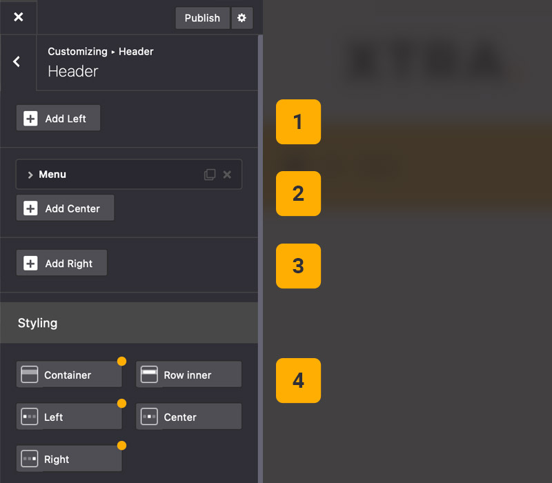 Theme options header Theme options header