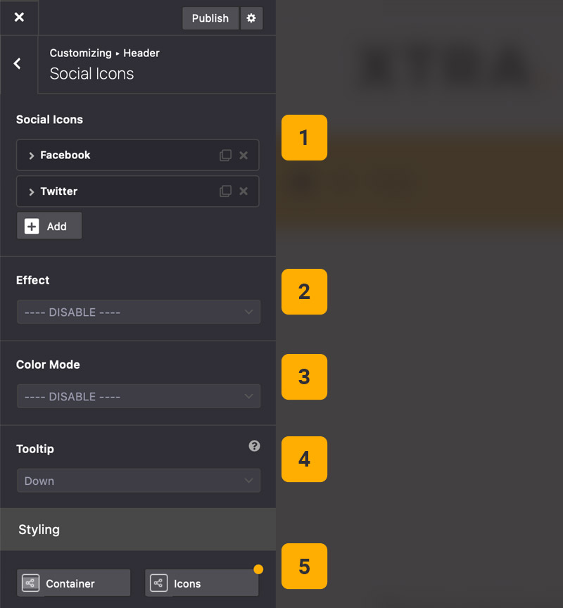 Theme options social icons Theme options social icons