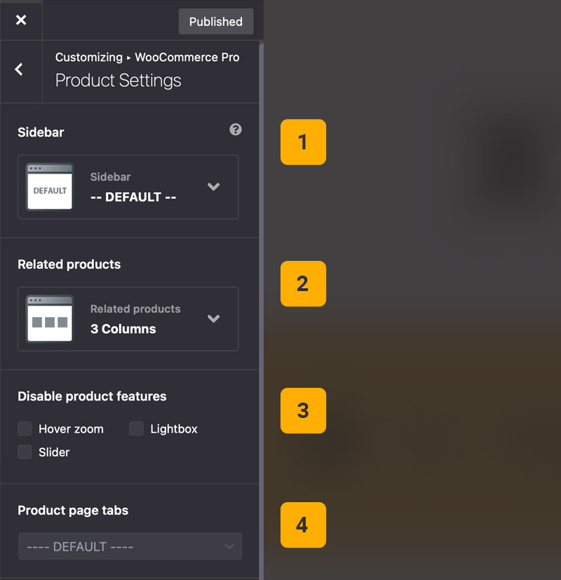 Theme options woo single settings Theme options woo single settings