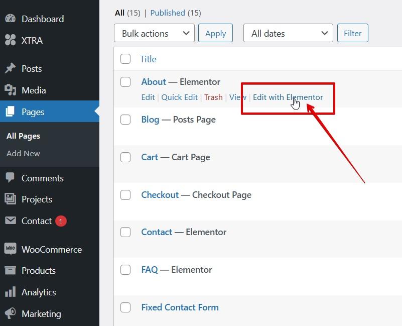 Pages elementor edit Pages elementor edit