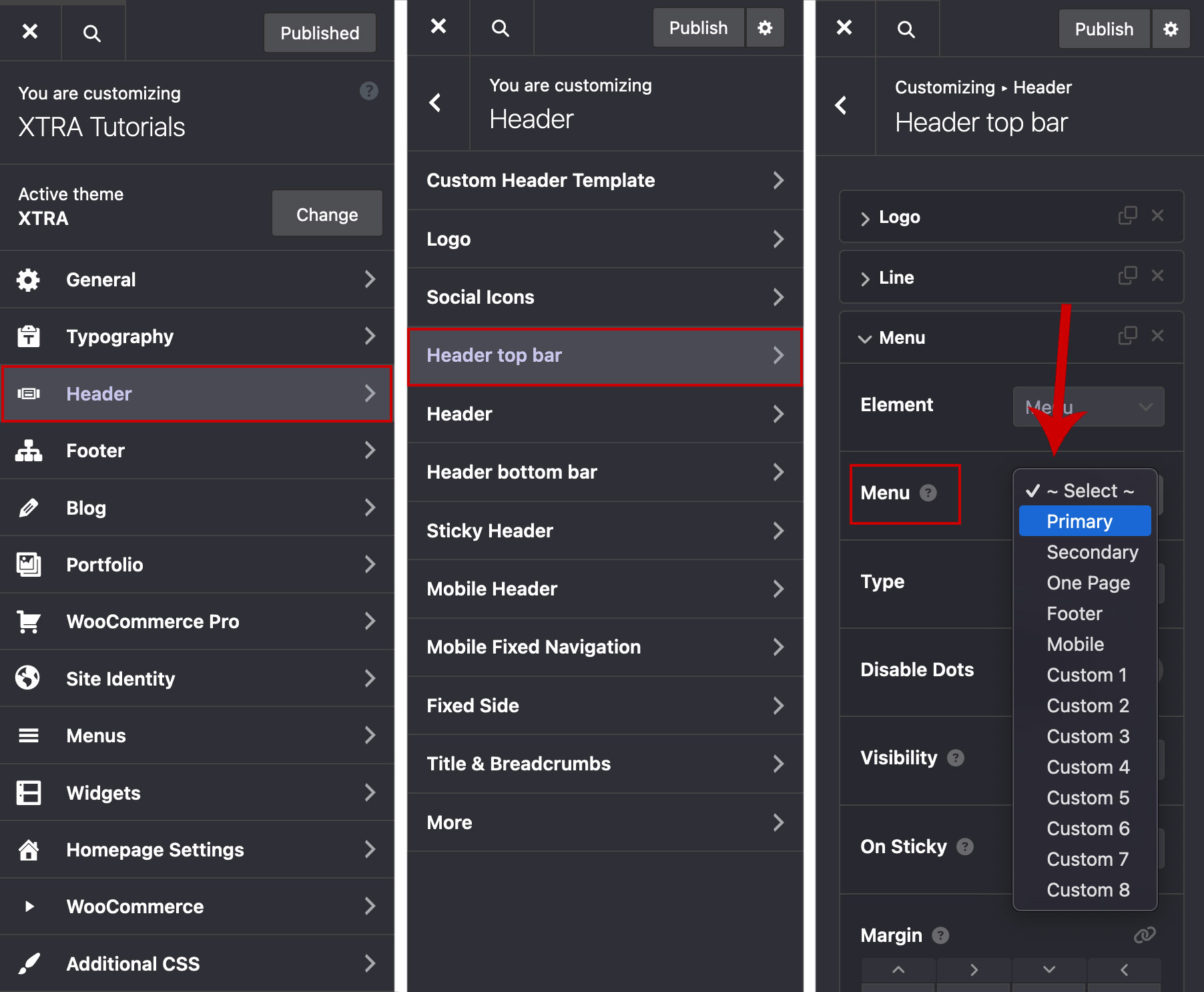 Header menu Header menu